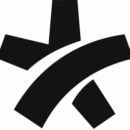 Abstrakte Grafik mit geschwungenem Balken und geometrischen Formen auf dunklem Hintergrund.