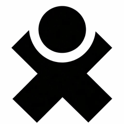 Schwarzes Symbol mit Kreis und gekreuzten Balken auf transparentem Hintergrund.